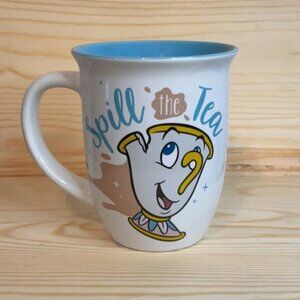 Disney Chip Mug Spill The Tea Design Ceramic White & Blue Inside